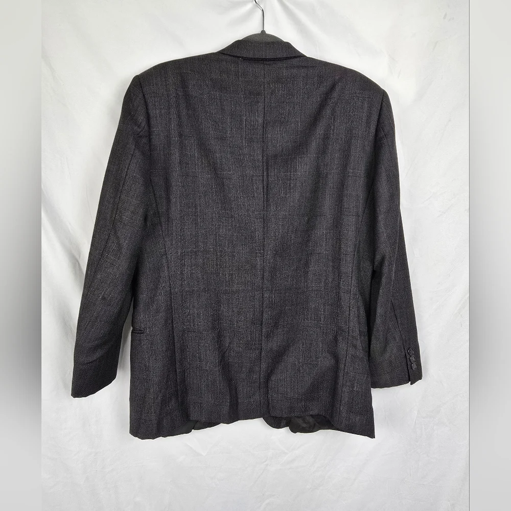 Mani by Giorgio Armani Pure Virgin Wool Gray Windowpane Coat Blazer sz 40 Short